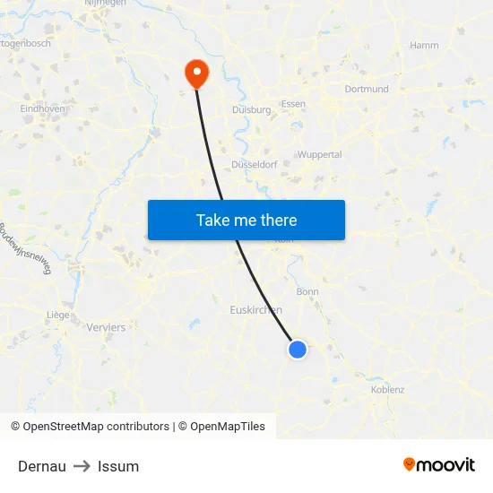 Dernau to Issum map