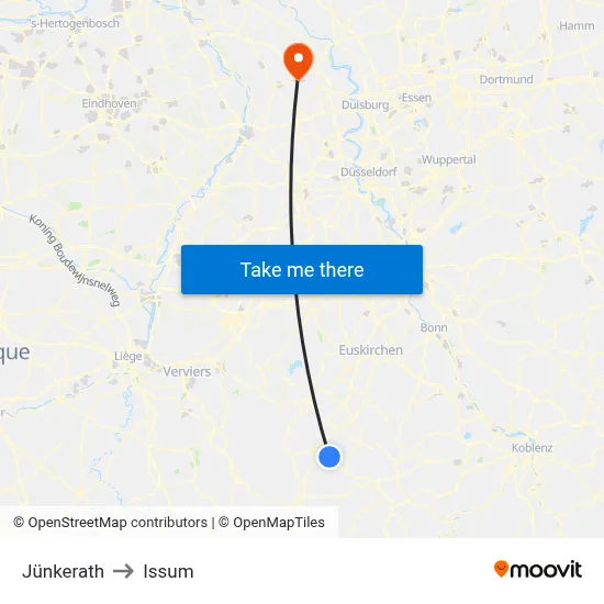 Jünkerath to Issum map