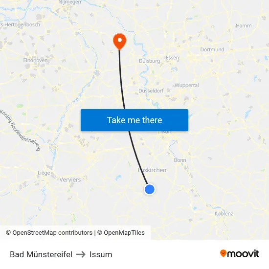 Bad Münstereifel to Issum map