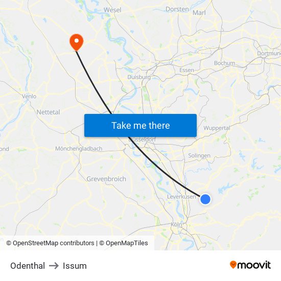 Odenthal to Issum map