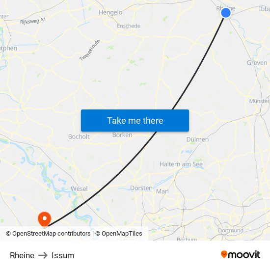 Rheine to Issum map