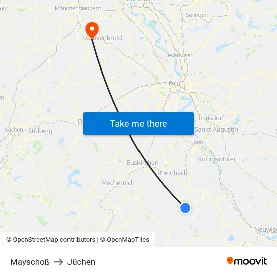 Mayschoß to Jüchen map