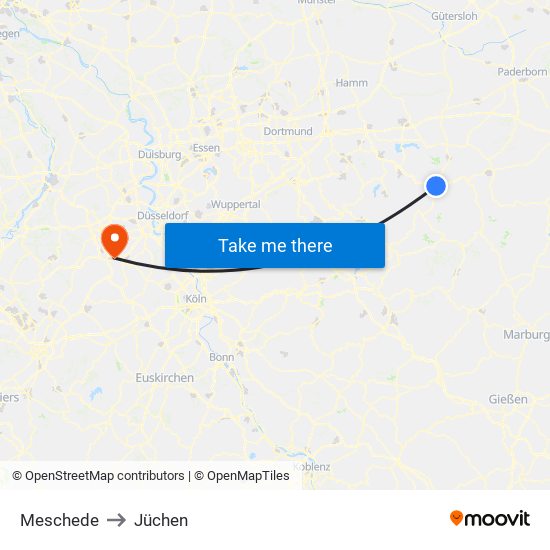 Meschede to Jüchen map
