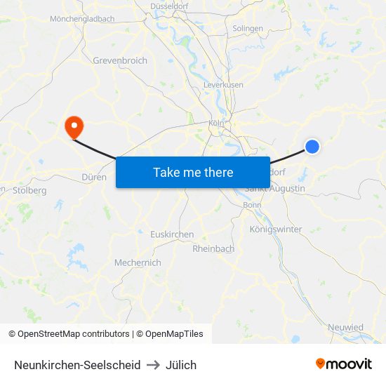 Neunkirchen-Seelscheid to Jülich map