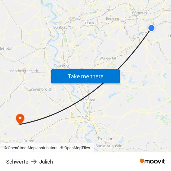 Schwerte to Jülich map