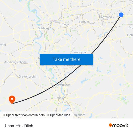 Unna to Jülich map
