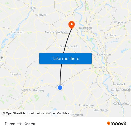 Düren to Kaarst map