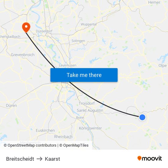 Breitscheidt to Kaarst map