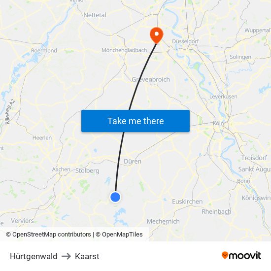 Hürtgenwald to Kaarst map