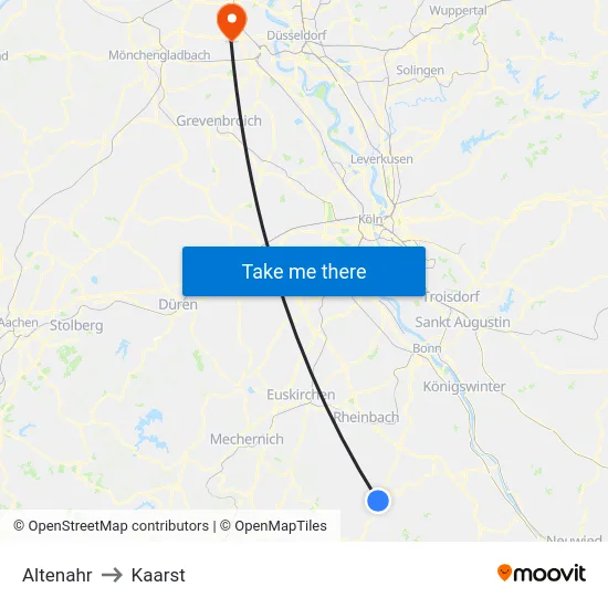 Altenahr to Kaarst map