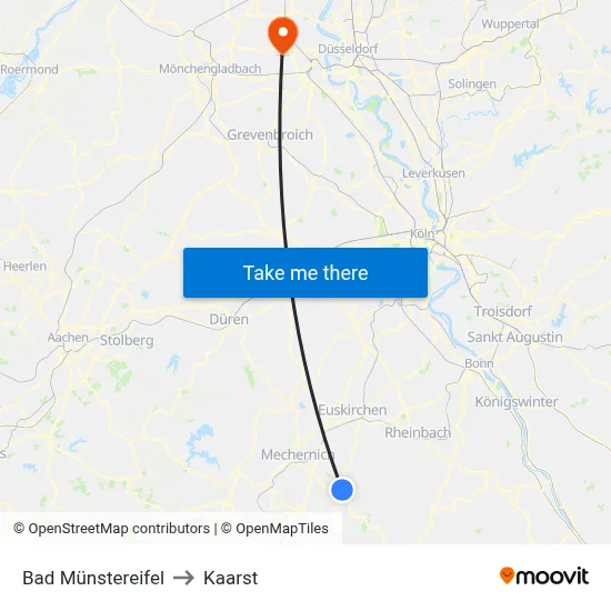 Bad Münstereifel to Kaarst map
