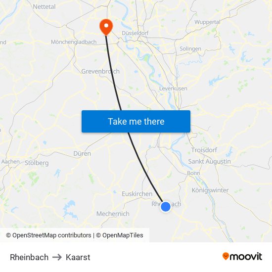 Rheinbach to Kaarst map