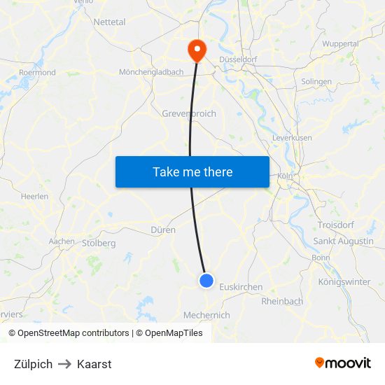 Zülpich to Kaarst map