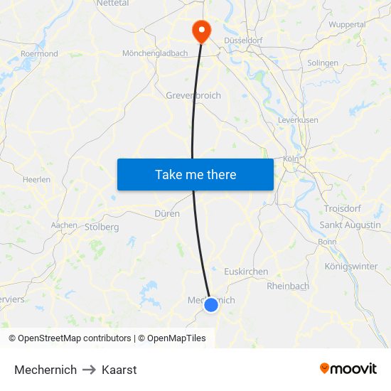 Mechernich to Kaarst map