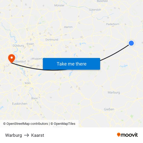 Warburg to Kaarst map
