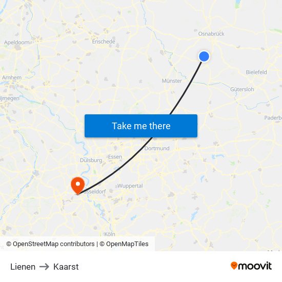 Lienen to Kaarst map