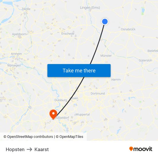 Hopsten to Kaarst map