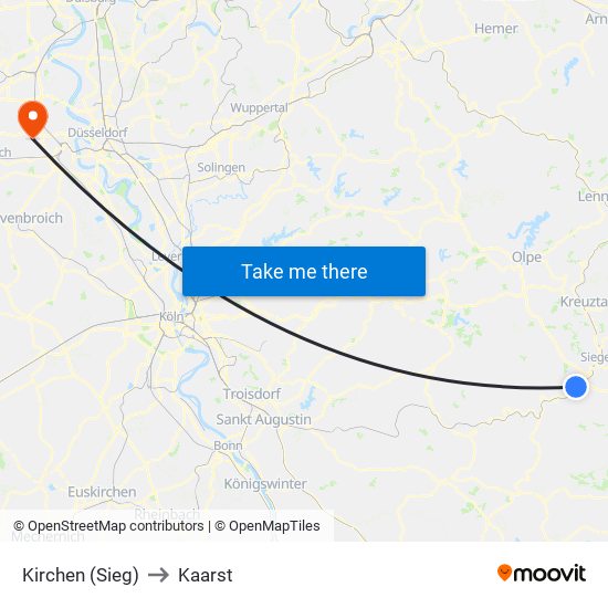 Kirchen (Sieg) to Kaarst map