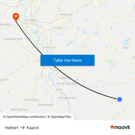 Hattert to Kaarst map