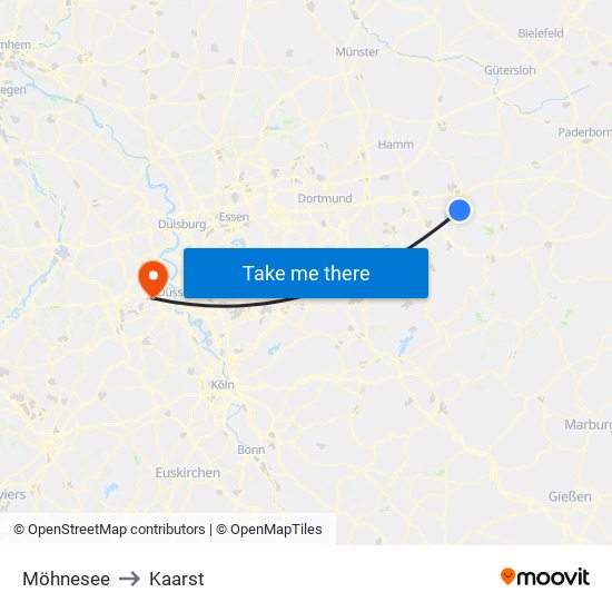 Möhnesee to Kaarst map