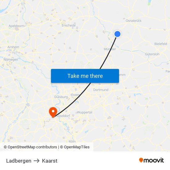 Ladbergen to Kaarst map