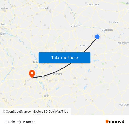 Oelde to Kaarst map