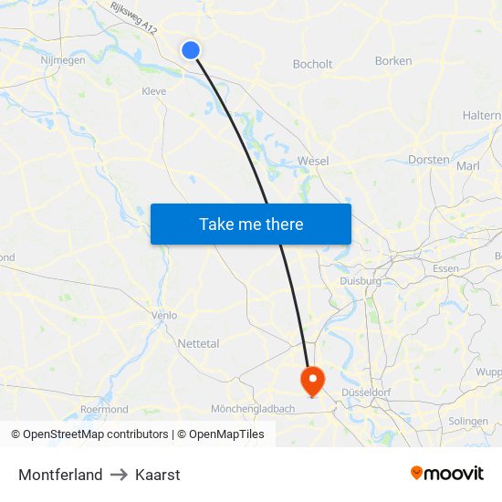 Montferland to Kaarst map