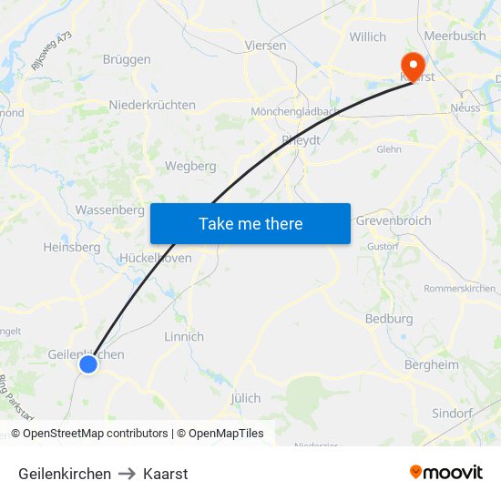 Geilenkirchen to Kaarst map