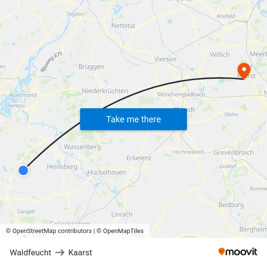 Waldfeucht to Kaarst map