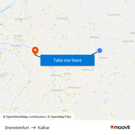 Drensteinfurt to Kalkar map