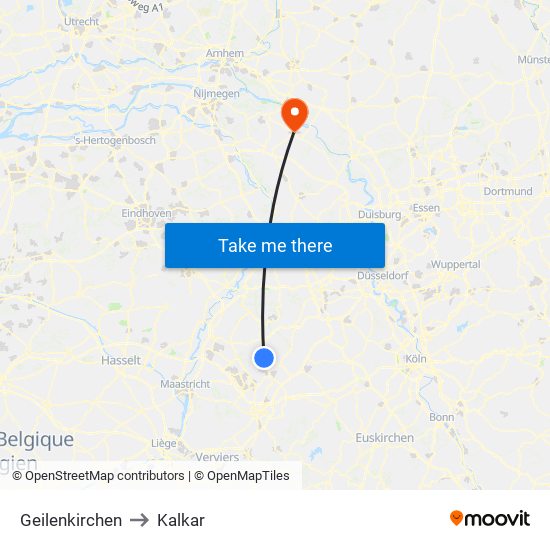 Geilenkirchen to Kalkar map