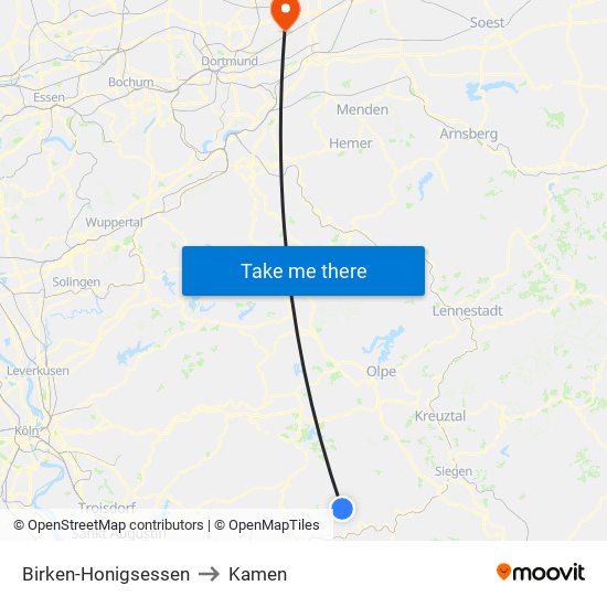 Birken-Honigsessen to Kamen map