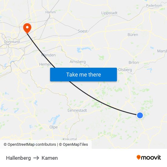 Hallenberg to Kamen map