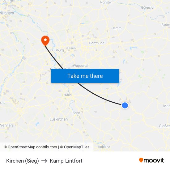 Kirchen (Sieg) to Kamp-Lintfort map