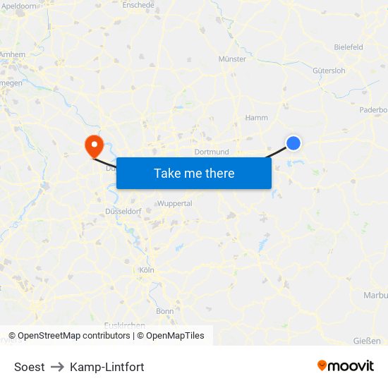 Soest to Kamp-Lintfort map