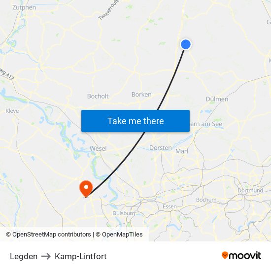 Legden to Kamp-Lintfort map