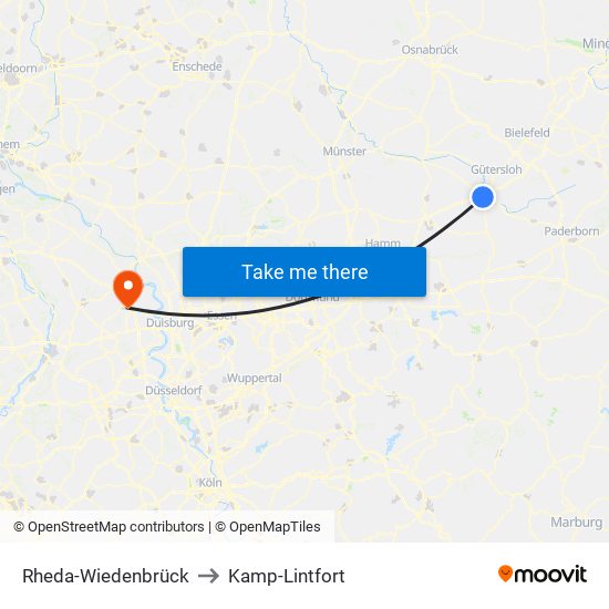 Rheda-Wiedenbrück to Kamp-Lintfort map