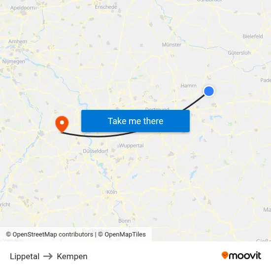 Lippetal to Kempen map