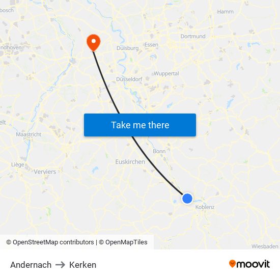 Andernach to Kerken map