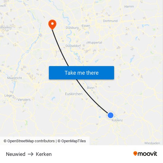 Neuwied to Kerken map