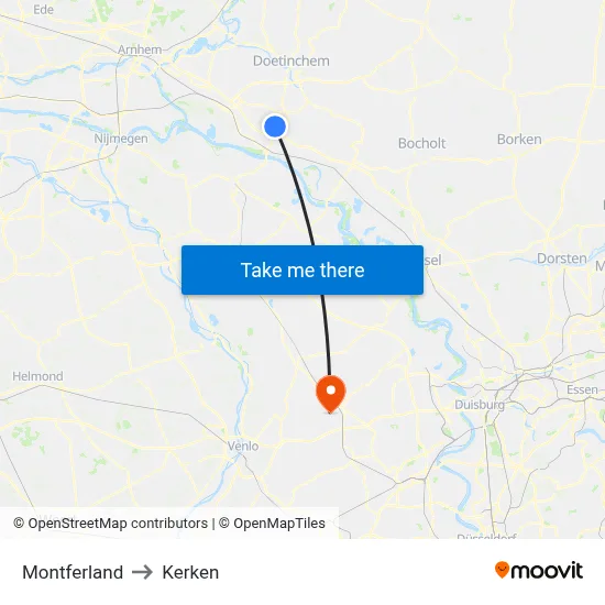 Montferland to Kerken map