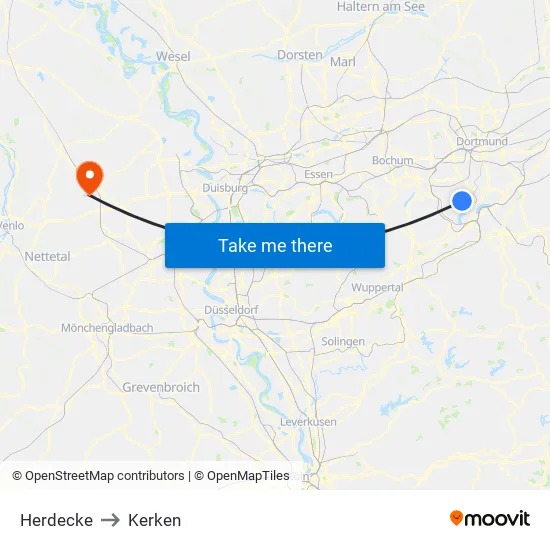 Herdecke to Kerken map