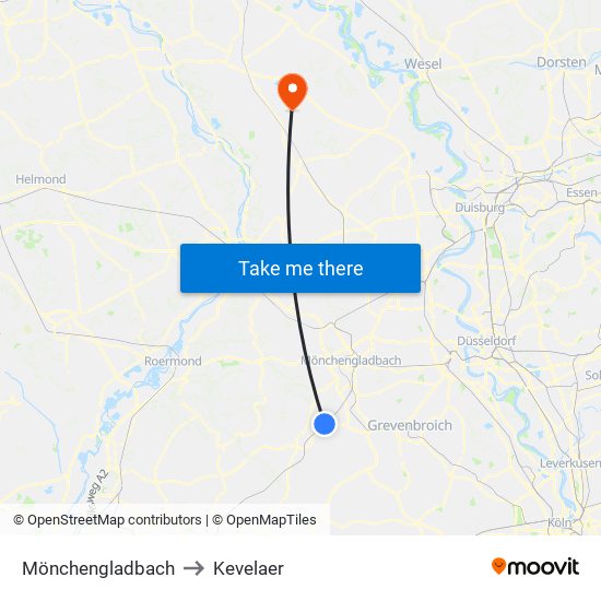 Mönchengladbach to Kevelaer map