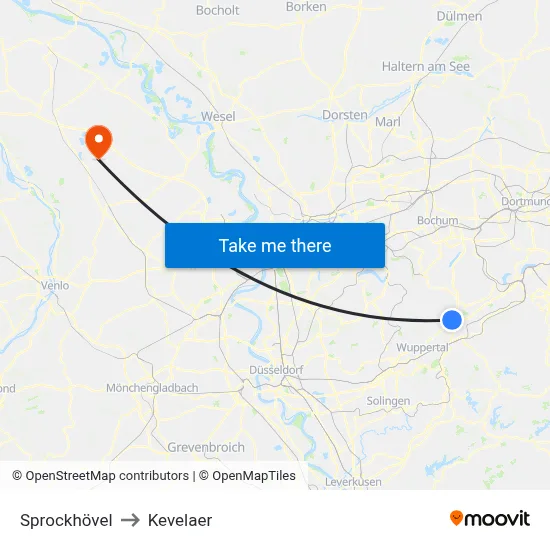 Sprockhövel to Kevelaer map