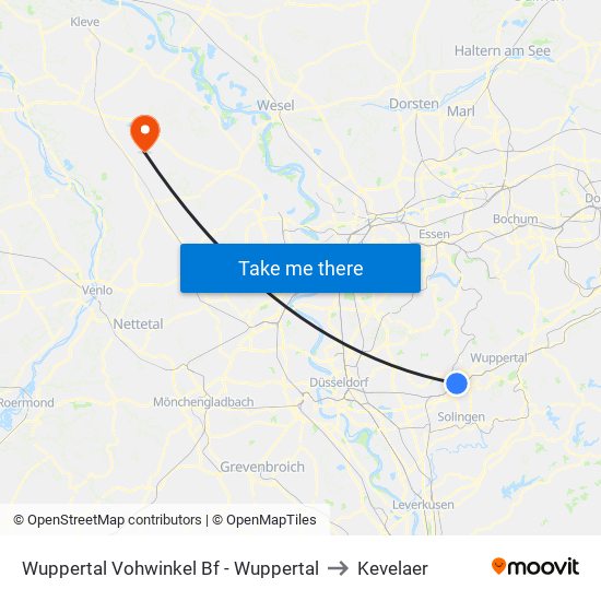 Wuppertal Vohwinkel Bf - Wuppertal to Kevelaer map