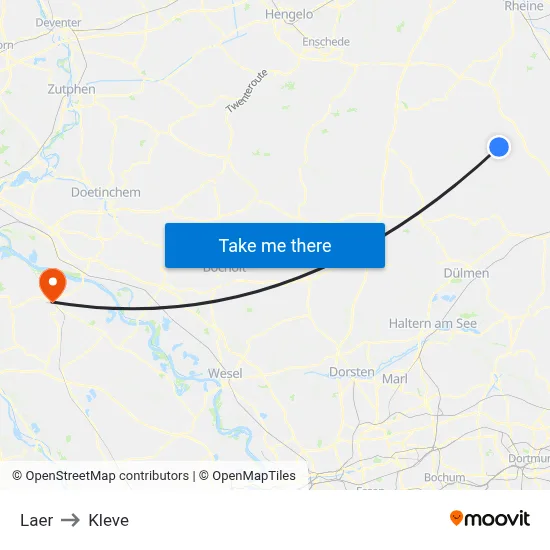Laer to Kleve map