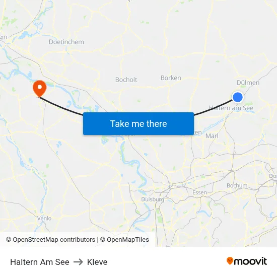 Haltern Am See to Kleve map