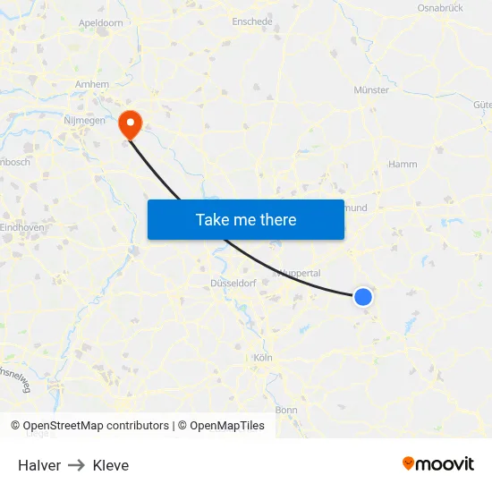 Halver to Kleve map