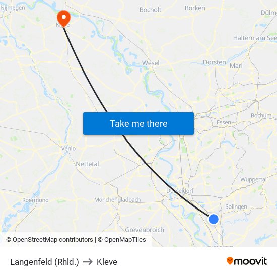 Langenfeld (Rhld.) to Kleve map