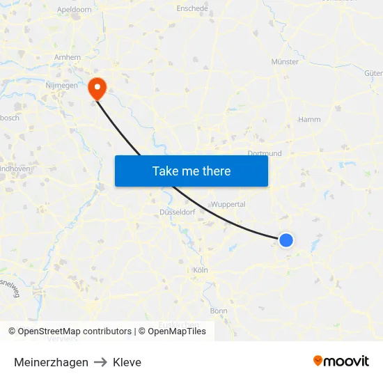 Meinerzhagen to Kleve map